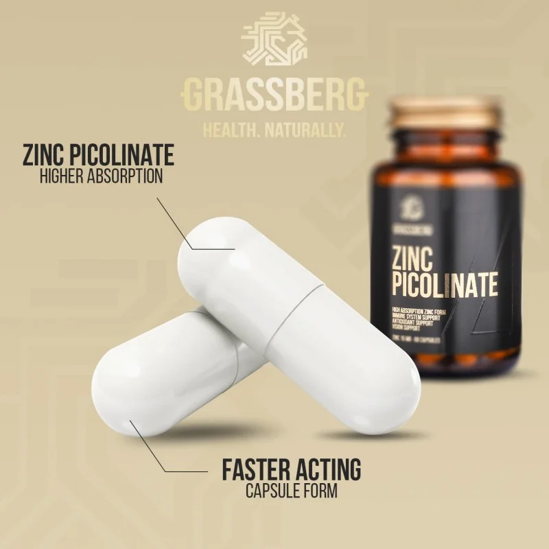 High Absorption Zinc Picolinate 15 мг 180 капсули | Grassberg High Absorption Zinc Picolinate 15 мг 180 капсули | Grassberg