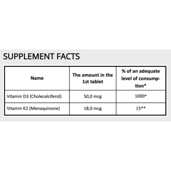 Vitamin D3 + K2 60 таблетки | Grassberg