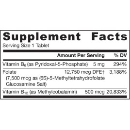 Folate Forte Methyl Folate + Methyl B12 + P-5-P 30 таблетки | Jarrow Formulas