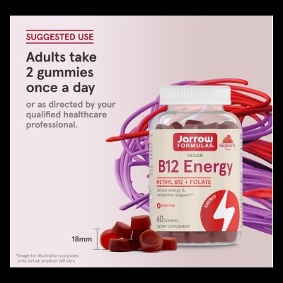 B12 Energy + Folate 60 дъвчащи бонбони | Jarrow Formulas B12 Energy + Folate 60 дъвчащи бонбони | Jarrow Formulas