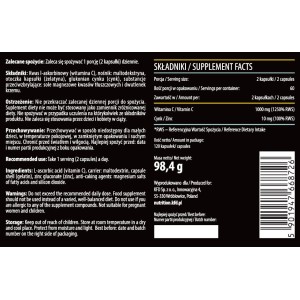 Vitamin C + Zinc 120 капсули | KFD Nutrition