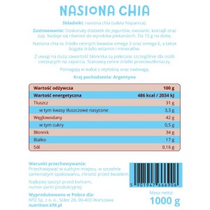 Chia Seeds 1000 гр | KFD Nutrition