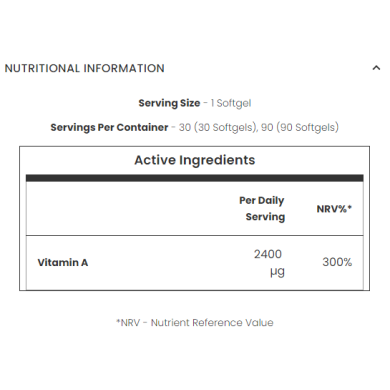 Retinol 90 гел-капсули | Myvitamins