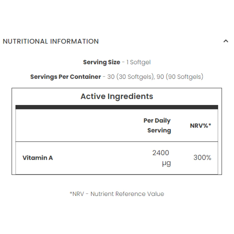 Retinol 90 гел-капсули | Myvitamins Retinol 90 гел-капсули | Myvitamins