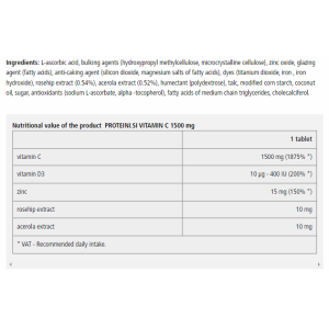 Vitamin C + Vitamin D3 + Zinc 100 таблетки | Proteini.SI
