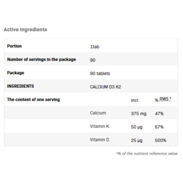 Calcium D3 K2 90 таблетки | SFD Nutrition