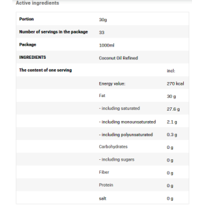 Coconut Oil Refined 1000 мл | SFD Nutrition