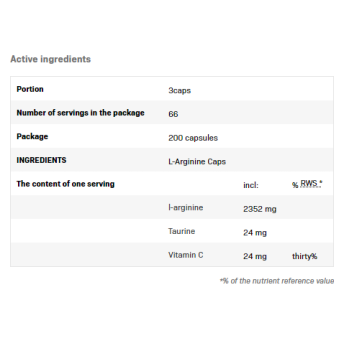 L-Arginine Caps 200 капсули | SFD Nutrition