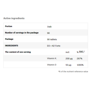 Vitamin D3 + K2 Forte 90 таблетки | SFD Nutrition