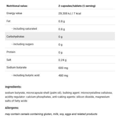 Sodium Butyrate Forte 180 таблетки | SFD Nutrition