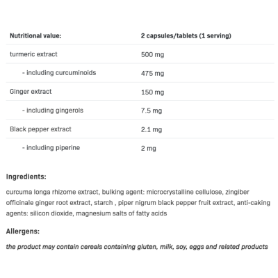 Curcumin + Ginger + Piperine 180 таблетки | SFD Nutrition