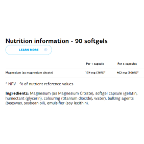 Magnesium Citrate 90 гел-капсули | VPLab