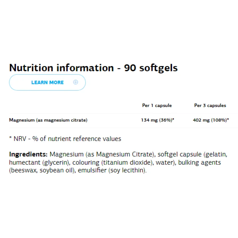 Magnesium Citrate 90 гел-капсули | VPLab Magnesium Citrate 90 гел-капсули | VPLab