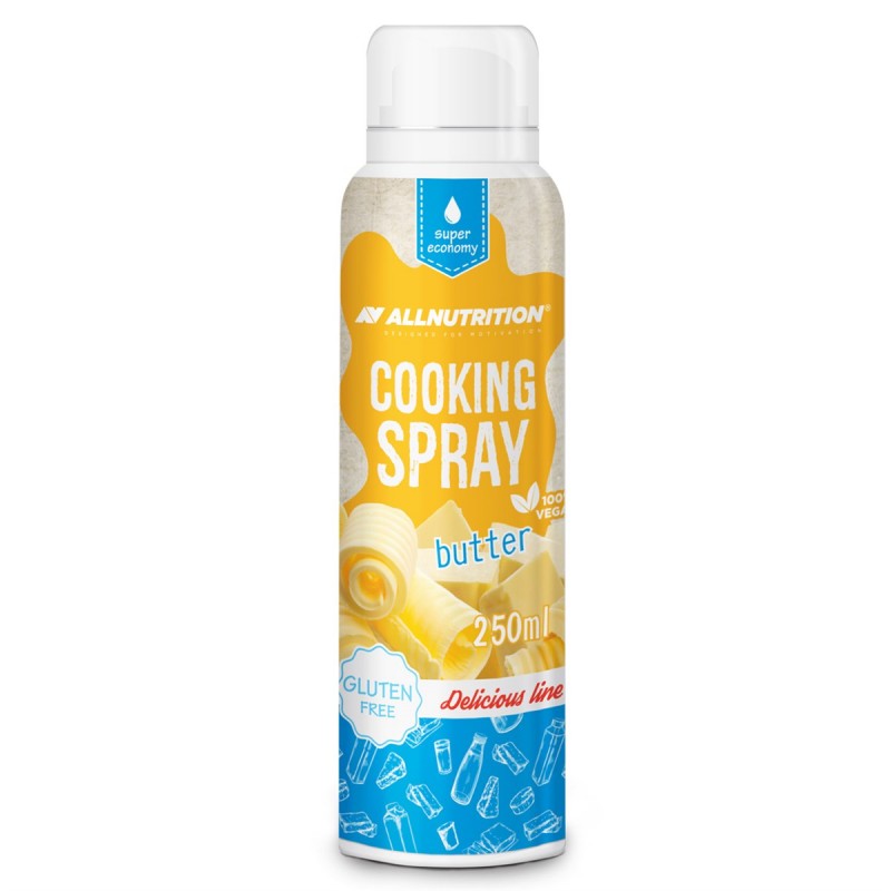[Cooking Spray - Butter Oil 250 мл | AllNutrition Лесен и бърз за употреба За приготвянето на по-здравословна храна с по-малко мазнина Невероятен вкус на масло Подходящ за тези от Вас, които спазват диета