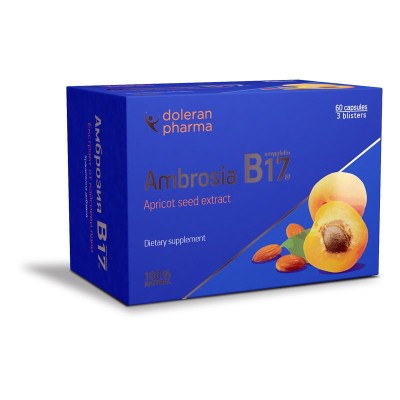 Ambrosia B17 100 мг 60 капсули | Doleran Pharma Високо качество, гарантирана ефикасност Силна антиракова активност Натурален продукт на основата на кайсиеви ядки Подпомага терапията на рак Стимулира иму Ambrosia B17 100 мг 60 капсули | Doleran Pharma Висо