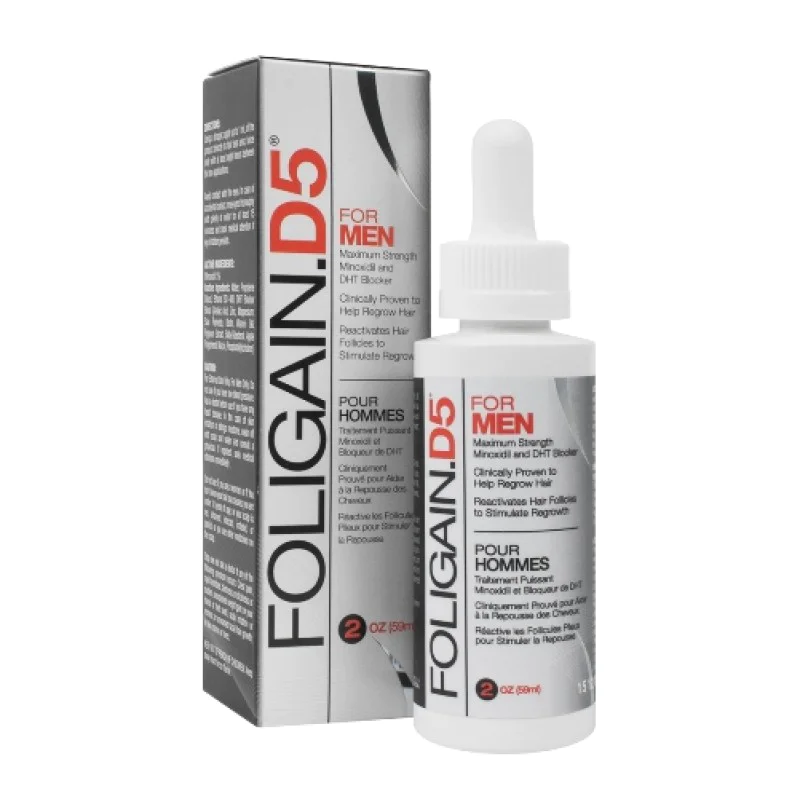 Комплекс против оплешивяване с Миноксидил и DHT Blocker FOLIGAIN.D5 59мл | Anagen Research FOLIGAIN. FOLIGAIN.D5 Против косопад и оплешивяване MINOXIDIL 5% 59мл | Anagen Research Изцяло с натурални съставки Възстановява косата Прониква в дълбочина и предотвратява оплешивяването Какво представлява FOLIG FOLIGAIN.D5 Против косопад и оплешивяване MINOXIDIL