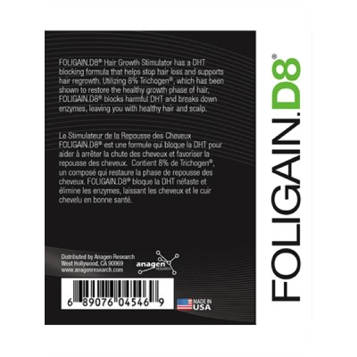 FOLIGAIN.D8 8% Против косопад и оплешивяване 236 ml | Anagen Research Против косопад Изключително добра формула, която подпомага растежа Предотвратява изтъняването на косата Изцяло натурални съставки На FOLIGAIN.D8 8% Против косопад и оплешивяване 236 ml 