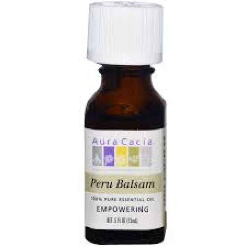 100% Pure Essential Oil Peru Balsam 0.5 fl oz (15 ml) Aura Cacia С аромат на ванилия Произход: Ел Салвадор Потиска желанието за сладки храни Има функция на афродизиак Възстановява апетита Влияе благо 100% Pure Essential Oil Peru Balsam 0.5 fl oz (15 ml) A