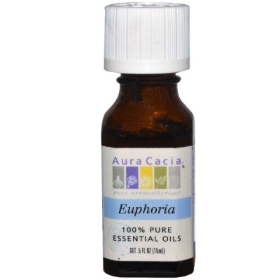 100% Pure Essential Oils Euphoria 0.5 fl oz (15 ml) Aura Cacia Мощен афродизиак Повишава настроението Има успокояващо действие Събужда фантазията и въображението Повдига жизнения тонус Чиста арома 100% Pure Essential Oils Euphoria 0.5 fl oz (15 ml) Aura C