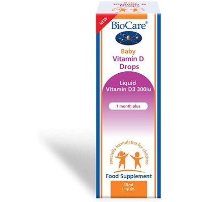 Liquid Baby Vitamin D3 300 IU 15 мл | BioCare Идеален за бебета над 1 месец Чиста и проста течна основа, без добавки и консерванти Витамин D е необходим за нормалния растеж и развитие на костите при децата Liquid Baby Vitamin D3 300 IU 15 мл | BioCare Иде