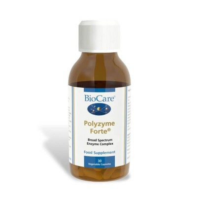 Ензимен комплекс Polyzyme Forte 30 капсули | BioCare Поддържа доброто храносмилане Предотвратява хранителни и храносмилателни разстройства Подкрепа при проблеми с храносмилането Важни ензими за доброто общ Ензимен комплекс Polyzyme Forte 30 капсули | BioC