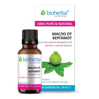 Bergamot Oil 10 мл | Bioherba Действа едновременно тонизиращо и успокояващо Намалява симптомите на депресия Има пречистващо и успокояващо за кожата действие Премахва пърхота, заздравява косъма и му придава Bergamot Oil 10 мл | Bioherba Действа едновременн