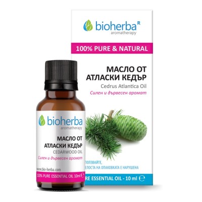 Cedarwood (Cedrus Atlantica) Oil 10 мл | Bioherba Предотвратява косопада Облекчава безпокойството Подобрява настроението и нивата на енергия Етерично Масло от Атласки Кедър на топ цена от Bioherba Ка Cedarwood (Cedrus Atlantica) Oil 10 мл | Bioherba Предо