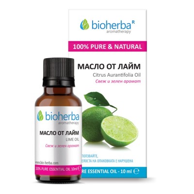 Lime Oil 10 мл | Bioherba Намалява тревожността и повдига настроението Балансира мазната кожа и се бори с целулита Действа като адаптоген и афродизиак Етерично масло от Лайм е на изключителна цена от Biohe Lime Oil 10 мл | Bioherba Намалява тревожността и