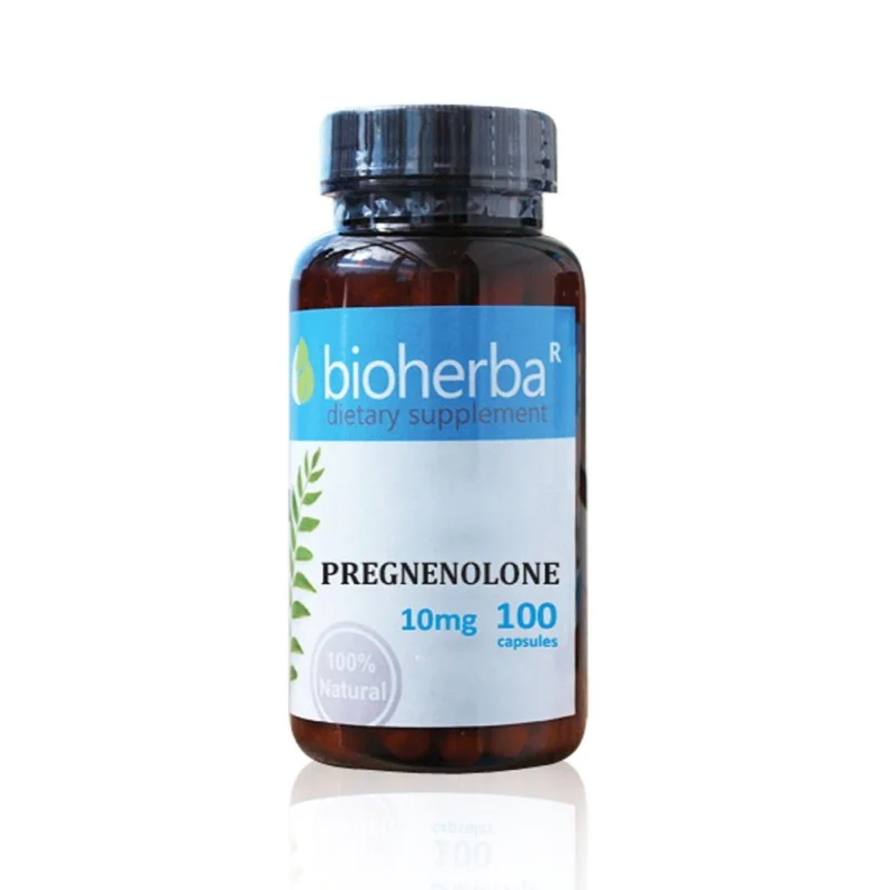 Pregnenolone 10 мг 100 капсули | Bioherba Подобрява паметта и мисловната дейност За по-добро настроение, против депресия Подобрява спокойствието и качествето на съня Стимулира загубата на излишни килограми Pregnenolone 10 мг 100 капсули | Bioherba Подобря