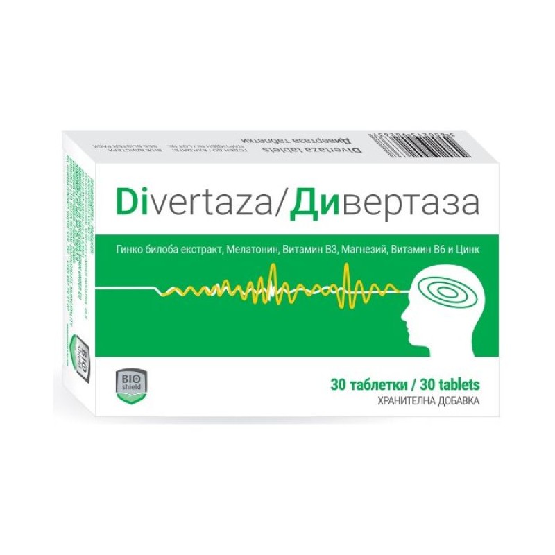 Divertaza 30 таблетки | BioShield  Подходящ за хорас шум в ушите Премахва чувството за студенина в крайниците Подобрява качеството на живот Дивертаза 30 на таблетки е на топ цена от BioShield Ка Divertaza 30 таблетки | BioShield  Подходящ за хорас шум в у