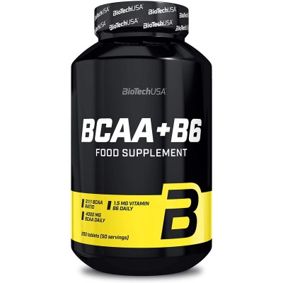 BCAA + B6 200 таблетки | Biotech USA Може да забави умствената умора С добавен витамин В6 BCAA аминокиселини в съотношение 2:1:1 Без глутен BCAA + Витамин B6 Таблетки на топ цена от Biotech USA Ка BCAA + B6 200 таблетки | Biotech USA Може да забави умстве