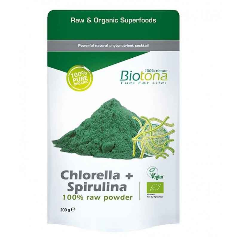Chlorella + Spirulina 100% Powder 200 g BioTona