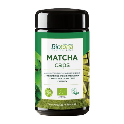 [Matcha 440 мг 100 капсули | BioTona  За по-бързо справяне с излишните килограми и телесна маса За детоксикация на организма Премахва съдържанието на течност в тялото За по-силна имунна система Матч