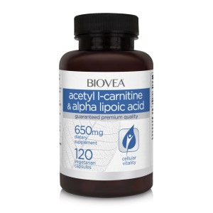 Acetyl L-Carnitine & Alpha Lipoic Acid 650 мг 120 веге капсули | Biovea
