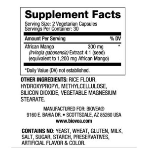 African Mango 600 мг 60 вегетариански капсули | Biovea