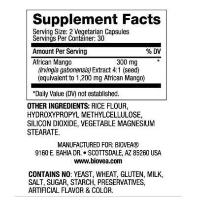 African Mango 600 мг 60 вегетариански капсули | Biovea Помага за намаляване на теглото Контрол на апетита Превръща мазнините в използваема енергия Африканско Манго 600 мг капсули е на супер цена от Biovea African Mango 600 мг 60 вегетариански капсули | Bi