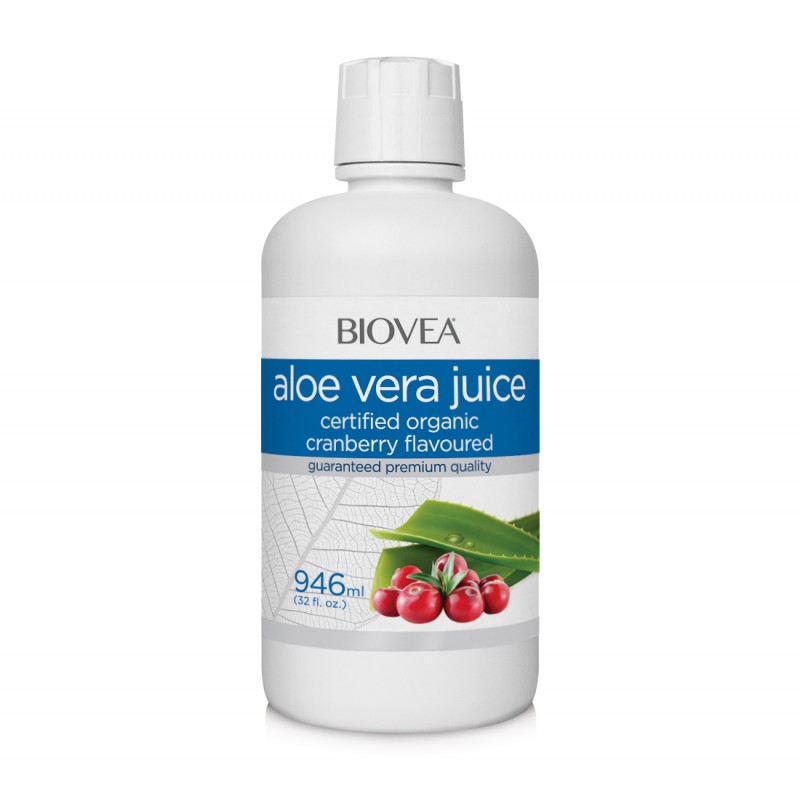 Сок от Алое Вера 100% Органичен с вкус на червена боровинка 946 мл | Biovea