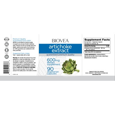 Artichoke Extract 600 мг 90 вегетариански капсули | Biovea Естествен продукт с богато съдържание на витамини и минерали Грижи се за доброто и правилно храносмилане Подобрява сърдечното здраве Екстракт от А Artichoke Extract 600 мг 90 вегетариански капсули