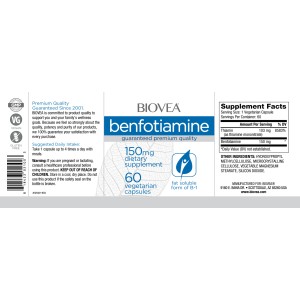 Benfotiamine 150 мг 60 вегетариански капсули | Biovea Benfotiamine 150 мг 60 вегетариански капсули | Biovea