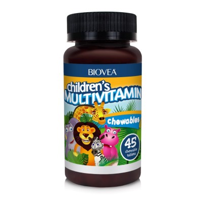 Детски мултивитамини (Biovea Childrens Multivitamin) 45 таблетки от Биовеа: Страхотен ягодов вкус и лесни за сдъвкване Подсилват имунната система Страхотен натурален ягодов аромат Дъвчащи таблетки з Детски мултивитамини (Biovea Childrens Multivitamin) 45 