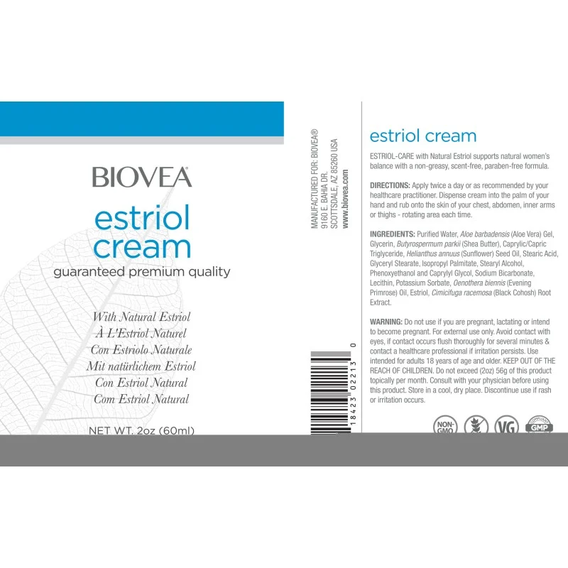 Estriol Cream 60 мл | Biovea Estriol Cream 60 мл | BioveaВ помощ на жените
Пръв приятел на жените в менопауза
Облекчава вагиналната сухота, като премахва инфекцията
Естриол Крем 60 мл е на топ цена от BioveaКакво знаем за Естриол Крем Estriol Cream 60 мл | Biovea В помощ на жените Пръв приятел на жените в менопауза Облекчава вагиналната сухота, като премахва инфекцията Естриол Крем 60 мл е на топ цена от Biovea Какво з Estriol Cream 60 мл | Biovea В помощ на жените Пръв приятел на ж
