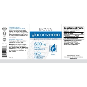 Glucomannan 600 мг 60 вегетариански капсули | Biovea