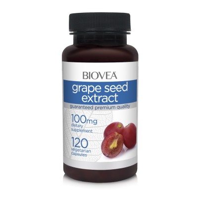 Grape Seed Extract 100 мг 120 веге капсули | Biovea Предпазва от образуване на увреждания, причинени от свободните радикали Грижи се за здравето на сърцето и регулира нивата на холестерол Подпомага по-бъ Grape Seed Extract 100 мг 120 веге капсули | Biovea