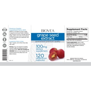 Grape Seed Extract 100 мг 120 веге капсули | Biovea