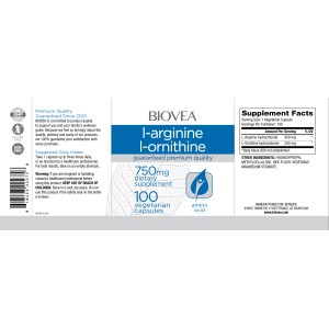 L-Arginine/L-Ornithine 750 мг 100 капсули | Biovea