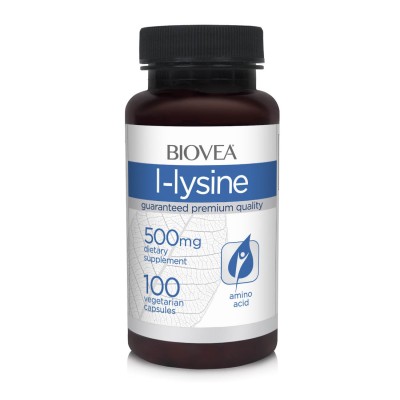 L-Lysine 500 мг 100 вегетариански капсули | Biovea Напълно естествен продукт, който доставя незаменимата аминокиселина лизин на организма Грижи се за доброто здраве Регулира нивата на холестерол в кръвта L L-Lysine 500 мг 100 вегетариански капсули | Biove