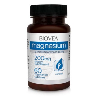 Magnesium 200 мг 60 вегетариански капсули | Biovea Основен минерал за силни мускули и кости Подпомага здравето на сърцето и психическото здраве Увеличава устойчивостта на стрес Предотвратява мускулните кра Magnesium 200 мг 60 вегетариански капсули | Biove