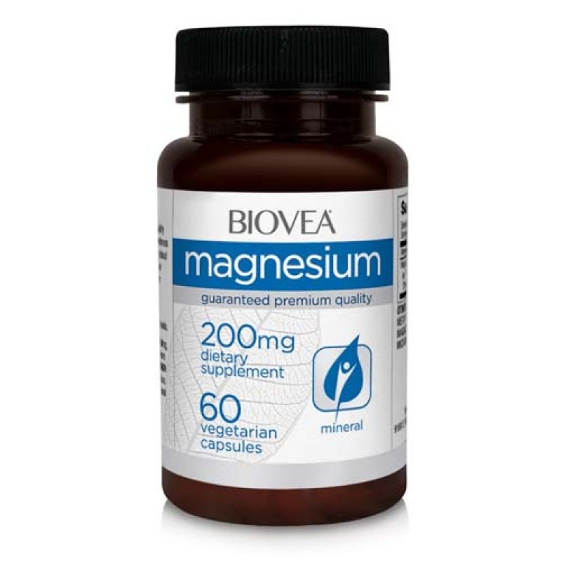 Magnesium 200 мг 60 вегетариански капсули | Biovea Основен минерал за силни мускули и кости Подпомага здравето на сърцето и психическото здраве Увеличава устойчивостта на стрес Предотвратява мускулните кра Magnesium 200 мг 60 вегетариански капсули | Biove