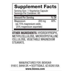 Magnesium 200 мг 60 вегетариански капсули | Biovea