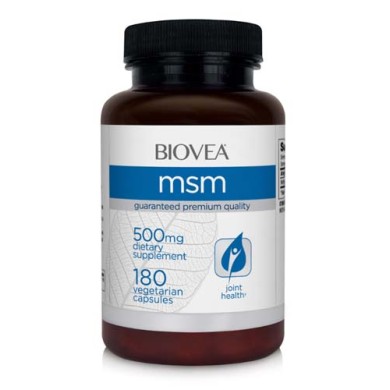 MSM 500 мг 180 вегетариански капсули | Biovea За здравето на мускулите и ставите Увеличава енергията, бдителността, умственото спокойствие и концентрация Стимулира имунната функция Подобрява коса MSM 500 мг 180 вегетариански капсули | Biovea За здравето н